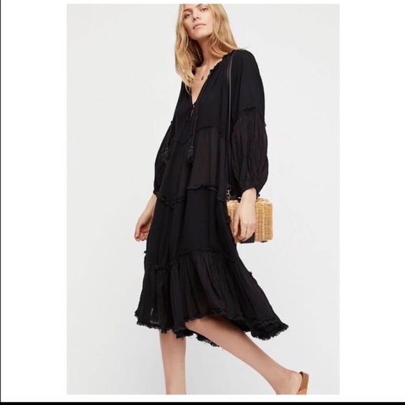 💕RARE Free People In the Moment Dress Black XS - Picture 1 of 10